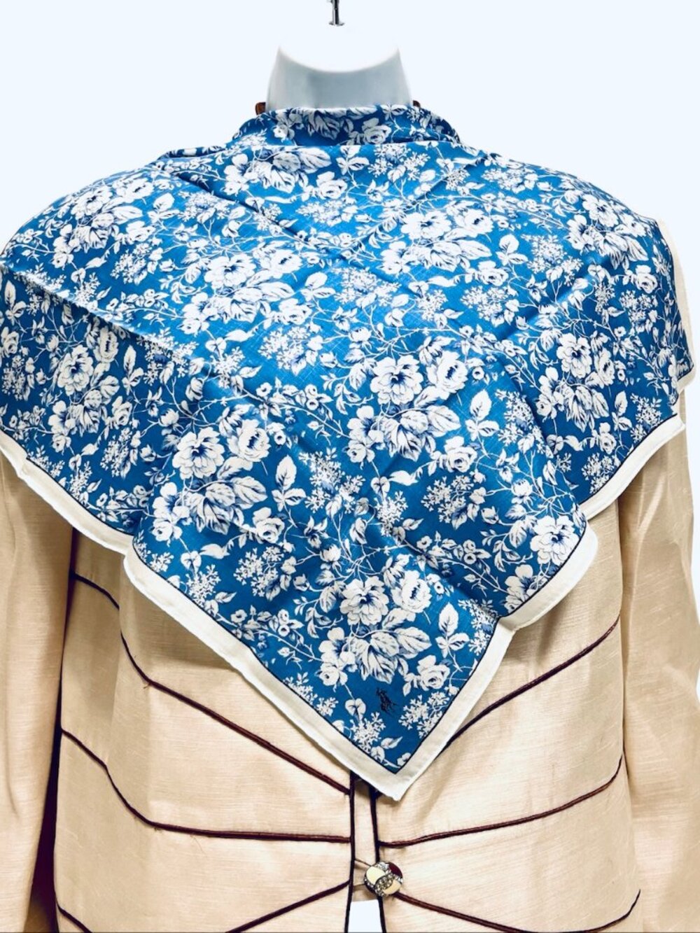 New Polo Ralp Lauren Mini Scarf 20" + Hand Towel bue floral blue black check((92 - Picture 7 of 14